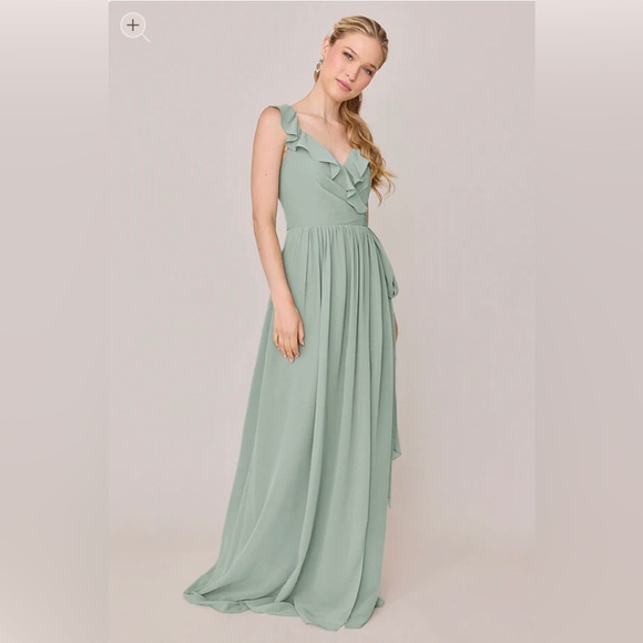 Revelry Dresses & Skirts - NEW Revelry Valerie Chiffon Faux Wrap Dress in Sage W12